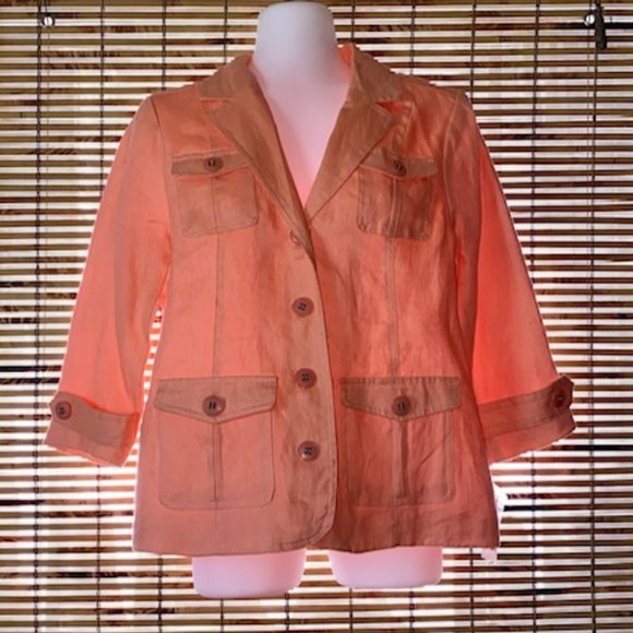 Studio Works Jackets & Blazers - Studio Works Linen 3/4 Length Sleeve Jacket